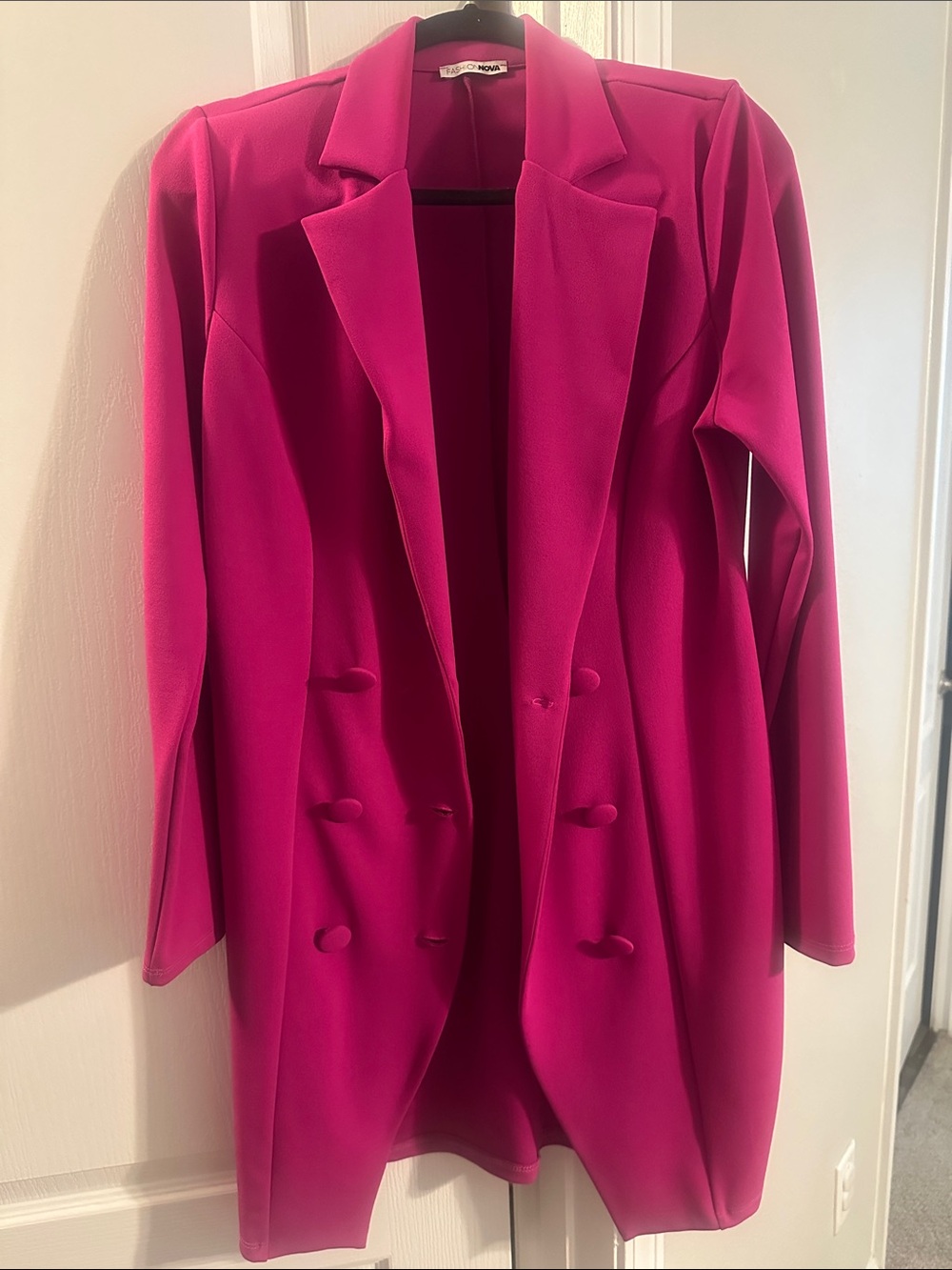 Fashion Nova Hot Pink Double-Breasted Blazer Dress